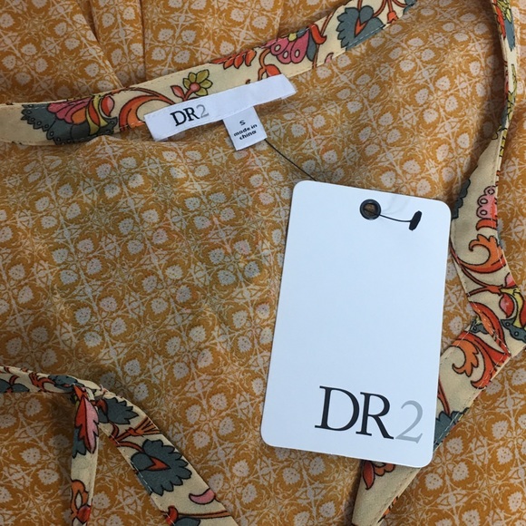 DR2 Paisley Floral 3/4 Sleeve Tiered Blouses Top - Picture 4 of 5